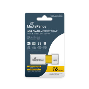 MediaRange USB flash drive, color edition, yellow, 16GB