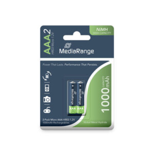 MediaRange High capacity rechargeable NiMH Accus, Micro AAA|HR03|1.2V