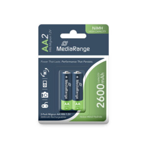MediaRange High capacity rechargeable NiMH Accus, Mignon AA|HR6|1.2V