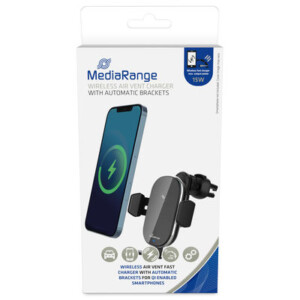 MediaRange 15W wireless air vent car charger, with automatic brackets