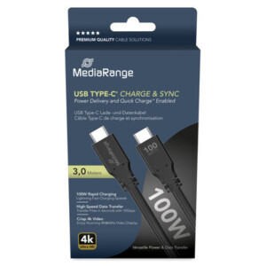 MediaRange USB Type-C® Charge and Sync Cable with E-mark Chip 3M