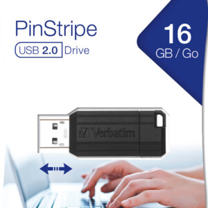 USB 16GB  BLACK PINSTRIPE VERBATIM