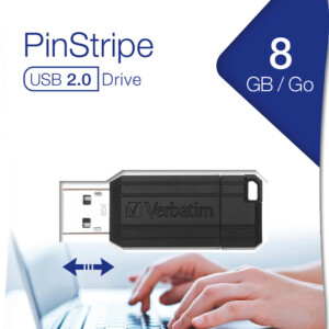 USB 8GB  BLACK PINSTRIPE VERBATIM