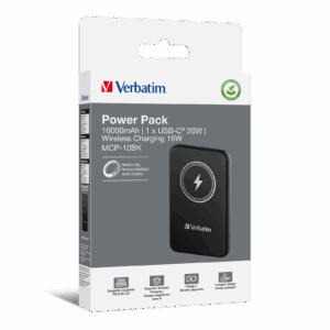 Verbatim Charge 'n' Go Power Bank 10000mAh Magnetic Wireless Charging - Black