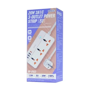 Remax 3way  Power Strip Black