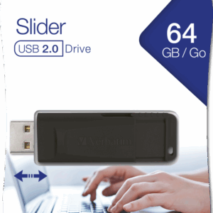 VERBATIM USB 64GB  BLACK SLIDER