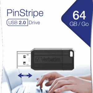 USB 64GB  BLACK PINSTRIPE VERBATIM