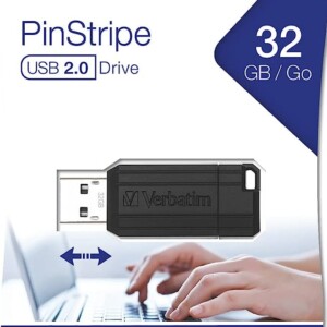 USB 32GB  BLACK PINSTRIPE VERBATIM