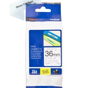 TZE161 36mm BLACK ON CLEAR TAPE