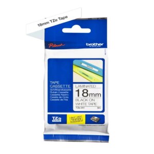TZe241 18mm BLACK ON WHITE 8m BROTHER P-TOUCH TAPE
