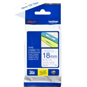 TZE243 (D) 18mm Blue On White Tape
